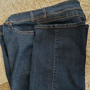 Plus size wide band dark wash jeans